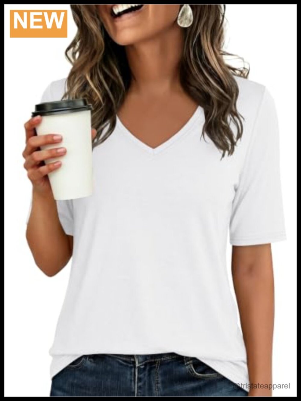 ANRABESS Women's Half Sleeve V Neck T-Shirt Cozy Casual Top